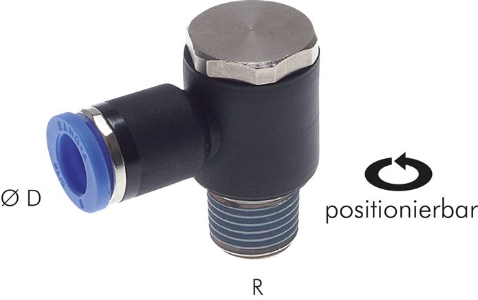Winkel-Steckanschluss R 1/8"-8mm, IQS-Standard, während der Montage positionierbar