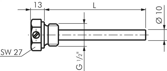 Schutzrohr zum Einschrauben (G 1/2"), 160mm, St 35
