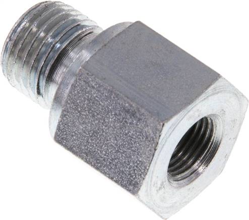 Hydraulik-Reduzierung G 1/4"(AG)-G 1/8"(IG), Stahl verzinkt, Elastomerdichtung