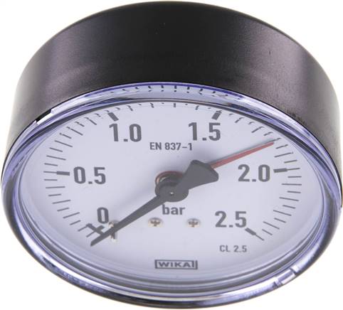Manometer waagerecht, 80mm, 0 - 2,5 bar