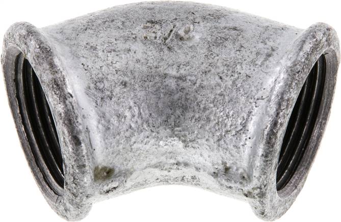 45°-Winkel Rp 3/4" (IG), Temperguss verzinkt