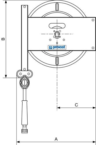 Prevost Schlauchaufroller 15 m für Hochdruck-Wasser, mit verstärktem HD-Gummischlauch  DMO0815HP