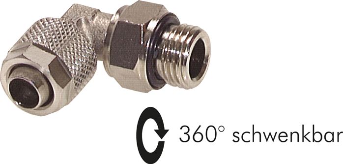 Winkel-Drehverschraubung G 1/8"-8x6mm, Messing vernickelt, Dichtung FKM