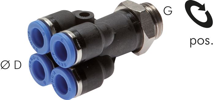Steckanschluss-Mehrfachvert. G 1/4"-6mm, IQS-Standard