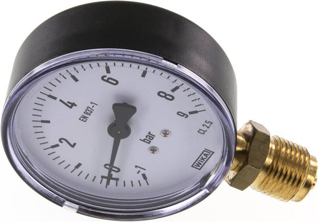Manometer senkrecht, 80mm, -1 bis 9 bar
