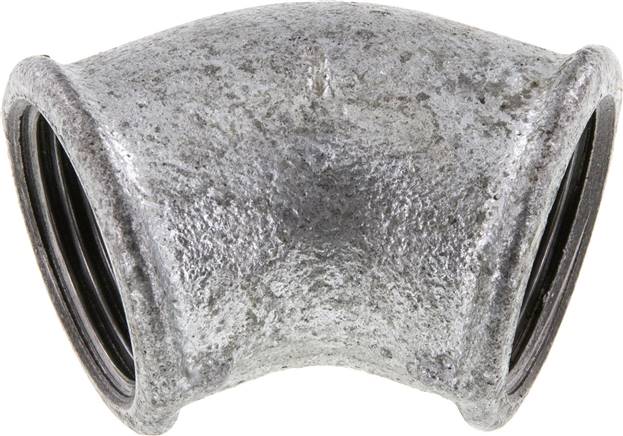 45°-Winkel Rp 1" (IG), Temperguss verzinkt