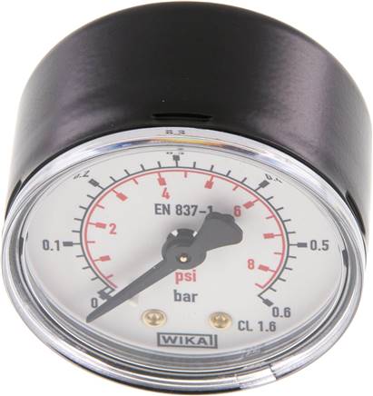 Manometer waagerecht (ST/Ms), 50mm, 0 - 0,6 bar, G 1/4"