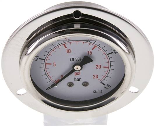Glycerin-Einbaumanometer,Frontring, 63mm, 0 - 1,6 bar -Eco-Line