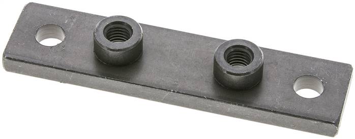 verlängerte Anschweißplatte mit Befestigungsbohrungen, Stahl blank, Baugröße 2,, verlängerte Anschweißplatte, schwer