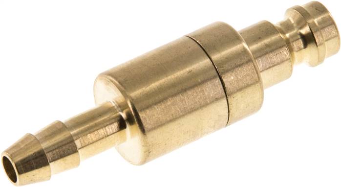 Kupplungsstecker (NW5) 6 (1/4")mm Schlauch, Messing, beidseitig absperrend