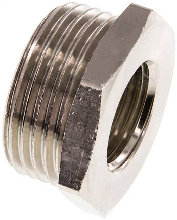 Reduziernippel G 1"(AG)-G 1/2"(IG), Messing vernickelt