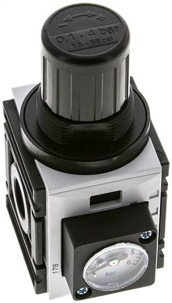 FUTURA Druckregler, G 1/4", 0,2 - 4bar, Baureihe 0, mit durchgehender Druckversorgung, Kompaktmanometer