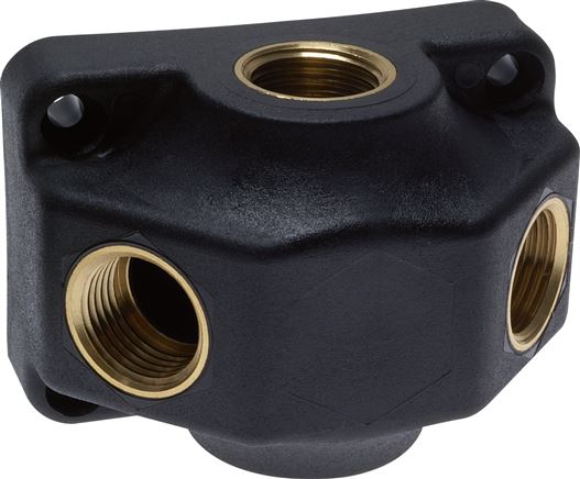 Wanddose (Luftweiche) G 3/4"-2 x G 1/2", Durchgangsverteilerdose