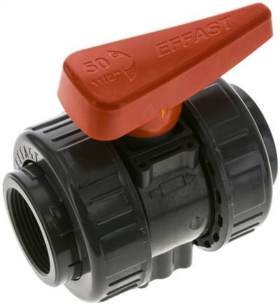 Kugelhahn, PVC-U / EPDM, Rp 1-1/2" (Industrieausführung)