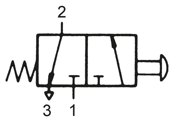 3/2-Wege Pilztaster-Ventil, rot (30,5mm), M5