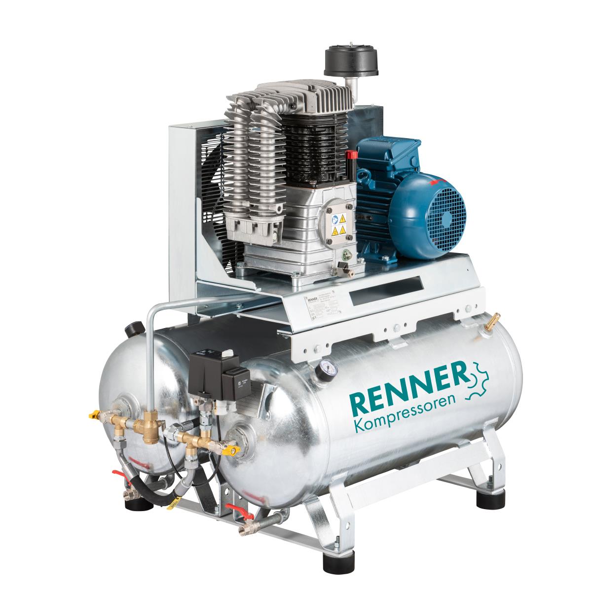 RENNER RIKO 700/2x90 Industrie-Kolbenkompressor 10 bar - Kesselanlage verzinkt , zulassungsfrei!