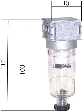 MULTIFIX Filter, G 1/8", Baur. 0, Kunststoffbehälter, Kondensatablass automatisch (drucklos geschlossen)