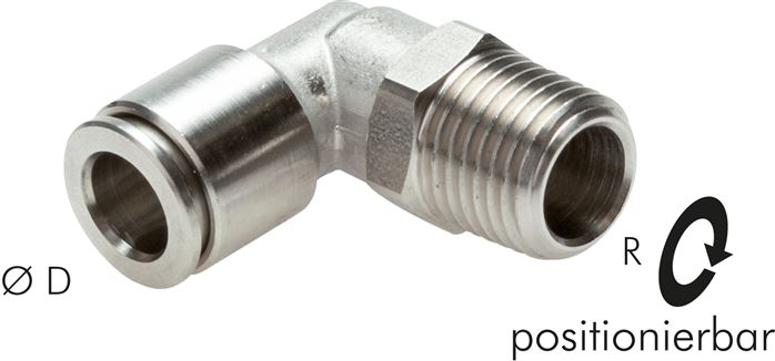 Winkel-Steckanschluss, pos. R 1/4"-4mm, IQS-Edelstahl