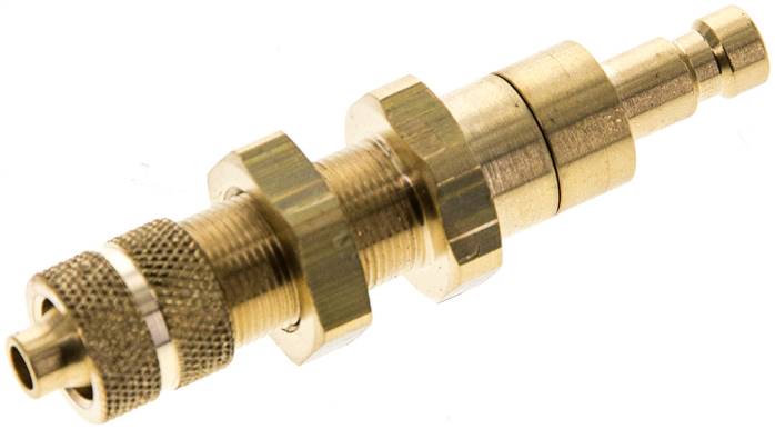 Schott-Kupplungsstecker (NW2,7) 6x4mm Schlauch, Messing, beidseitig absperrend