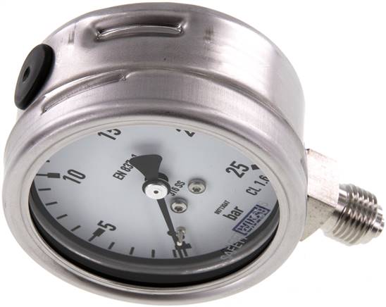 Chemie-Manometer senkrecht, 63mm, 0 - 25 bar