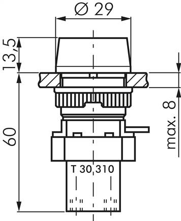 3/2-Wege Drucktaster-Ventil, gelb (22,5mm), M5