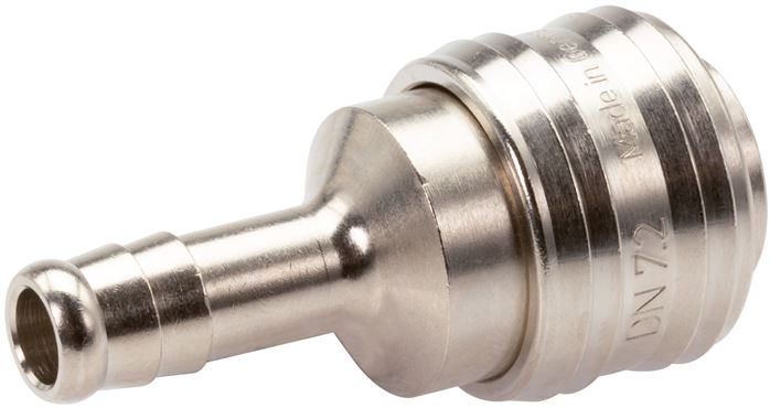 Schnellkupplung (NW7,2) 6 (1/4")mm Schlauch, Messing vernickelt, für Stecker beidseitig absperrend