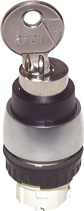 Betätigeraufsatz 22mm, Schlosstaster, 60° rastend mit 2 Schlüsseln (gleichschlie