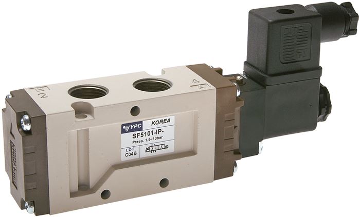 5/2-Wege Magnetventil, G 3/8", Federrückstellung, 24 V=
