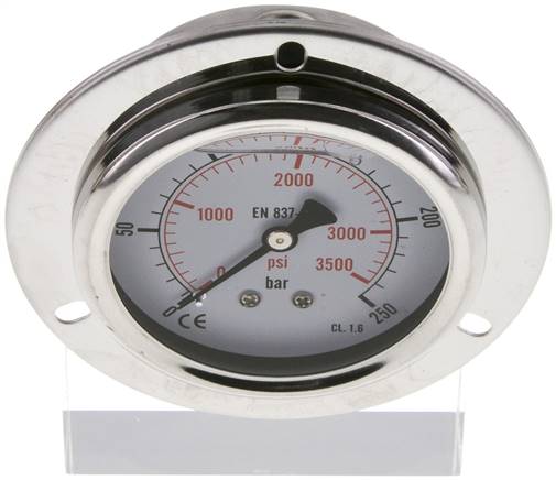 Glycerin-Einbaumanometer,Frontring, 63mm, 0 - 250 bar -Eco-Line