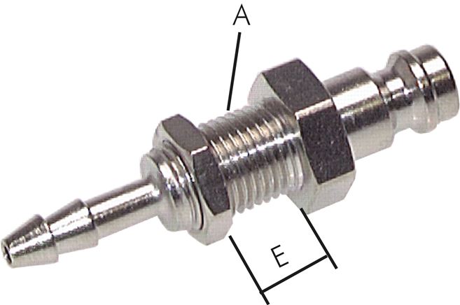 Schott-Kupplungsstecker (NW5) 9 (3/8")mm Schlauch, Messing vernickelt
