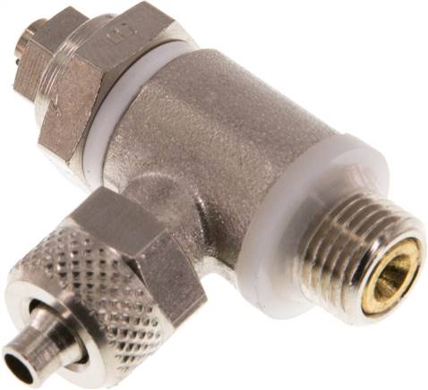 Drosselrückschlagventil G 1/8"-6 x 4mm, abluftregelnd (B), Messing, Rändelschraube und Kontermutter