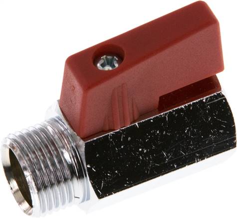 Messing-Minikugelhahn G 3/8" Innengewinde / Außengewinde, PN 15, Knebelgriff