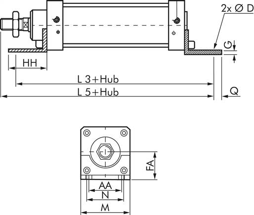 ISO 15552-Fußwinkel 63 mm, Stahl verzinkt