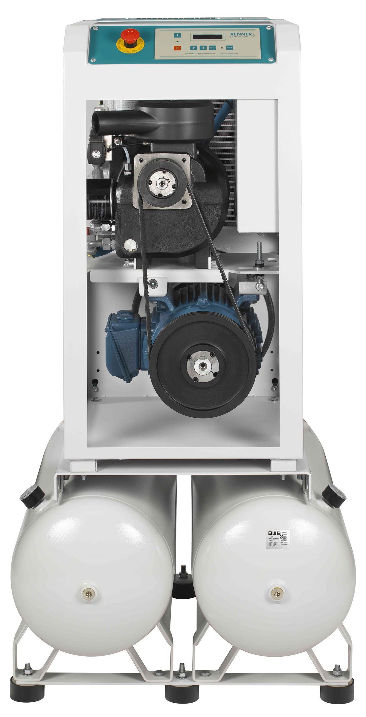 RENNER-Kompressor RSDKF-PRO 7,5 2x90L Behälter inkl. Kältetrockner - frequenzgeregelte Schraube