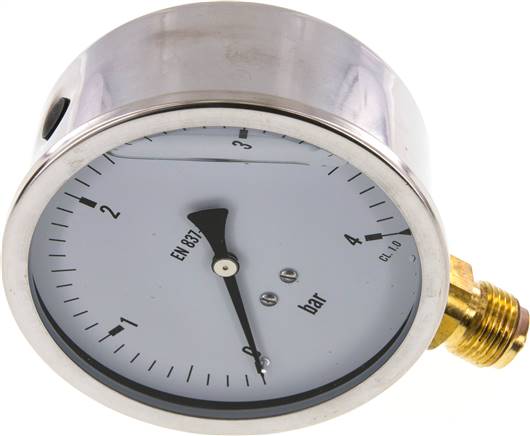 Glycerin-Manometer senkrecht (CrNi/Ms),100mm, 0 - 4 bar -Eco-Line