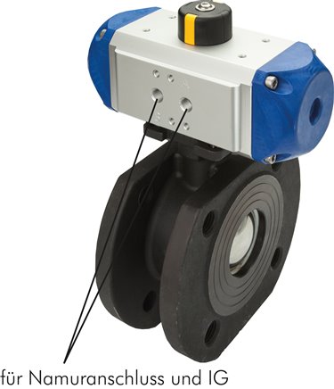 Pneum. Kompaktflanschkugelh., DN50-PN40 (DIN/EN), Feder-öffnend