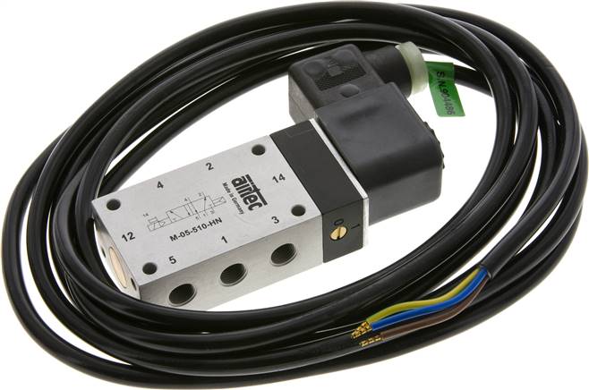 5/2-Wege Magnetventil, G 1/8", Luftfeder, 230 V AC (ATEX)