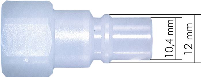 Kupplungsstecker (NW7,2) 6 (1/4") mm Schlauch, PVDF absperrend, beidseitig absperrend