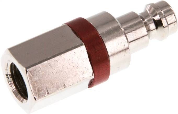 Kupplungsstecker (NW5) G 1/8"(IG), Messing vernickelt, rot