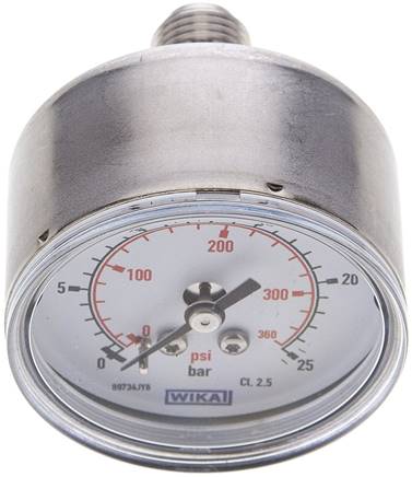 ES-Manometer waagerecht, 50mm, 0 - 25 bar, G 1/4"