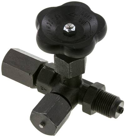 Manometer-Absperrventil G 1/2" Spannmuffe - Zapfen,Stahl, Messgerätanschluss 1/2" IG