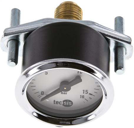 Einbaumanometer, 3-kant-Frontring, 40mm, 0 - 16 bar, 1/4" mit Zentrierzapfen