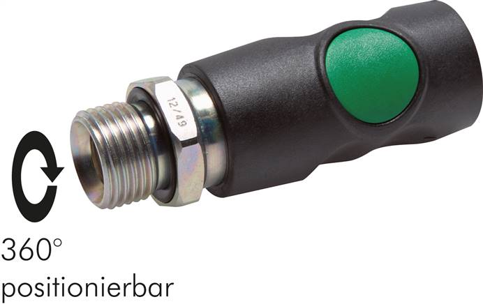 Sicherheits-Druckknopfkupplung (NW7,2), G 1/4" AG, Kunststoff