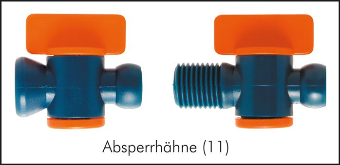 Gelenkschlauch, 1/2", Absperrhahn mit Gelenkschlauchanschluss und Gewinde R 1/2"