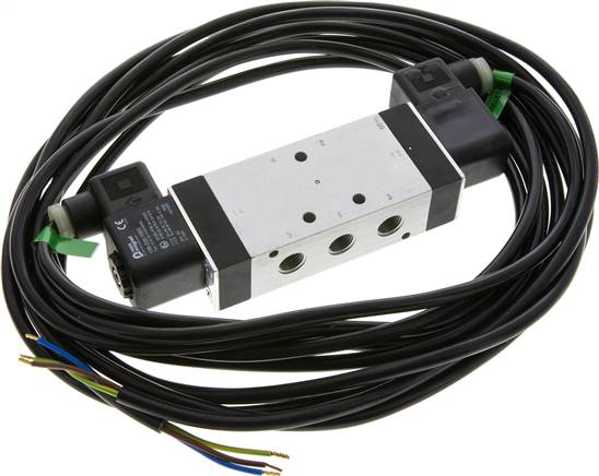 5/2-Wege Magnetimpulsventil, G 1/4", 24 V= (ATEX), 2,5 - 10 bar, mit 3m Kabel