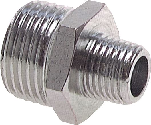 Doppelnippel R 3/8"-R 3/8", Messing vernickelt