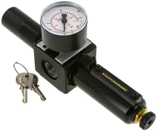 MULTIFIX Filterregler, abschließbar, G 3/8", 0,5 - 10bar, Baureihe 1, Metallbehälter