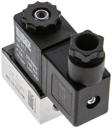 3/2-Wege Magnetventil, G 1/8", 24 V AC, Federrückstellung (NC) 24VAC, mit Hand-Notbetätigung