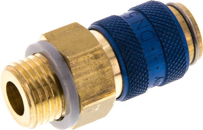 Schnellkupplung (NW5) G 1/4"(AG), Messing, blau