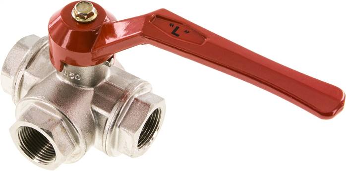 3-Wege Kugelhahn, Messing, L-Bohrung, G 3/4", -0,9 bis 50bar